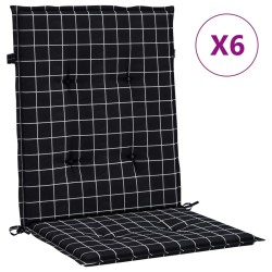 Coussins de chaise à dossier bas lot de 6 noir à carreaux tissu 557156557156