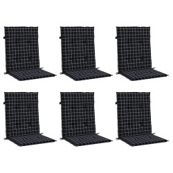 Coussins de chaise à dossier bas lot de 6 noir à carreaux tissu 557156557156