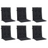 Coussins de chaise à dossier bas lot de 6 noir à carreaux tissu 557156557156