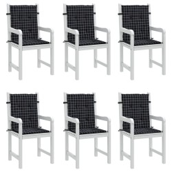 Coussins de chaise à dossier bas lot de 6 noir à carreaux tissu 557156557156