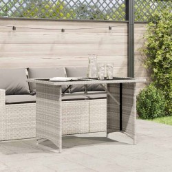 Table de jardin et dessus en verre gris clair 110x68x70cm rotin 557160557160