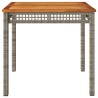 Table de jardin gris 80x80x74 cm résine tressée et bois acacia 557162557162