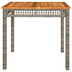 Table de jardin gris 80x80x74 cm résine tressée et bois acacia 557162557162