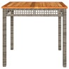 Table de jardin gris 80x80x74 cm résine tressée et bois acacia 557162557162