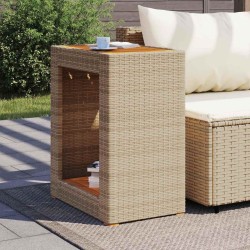 Table d'appoint de jardin dessus en bois beige 60x40x75 cm 557163557163