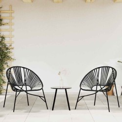 Lot de 3 Chaise de jardin noir résine tressée 557164557164