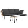 Salon de jardin 3 pcs avec coussins gris foncé résine tressée 557165557165
