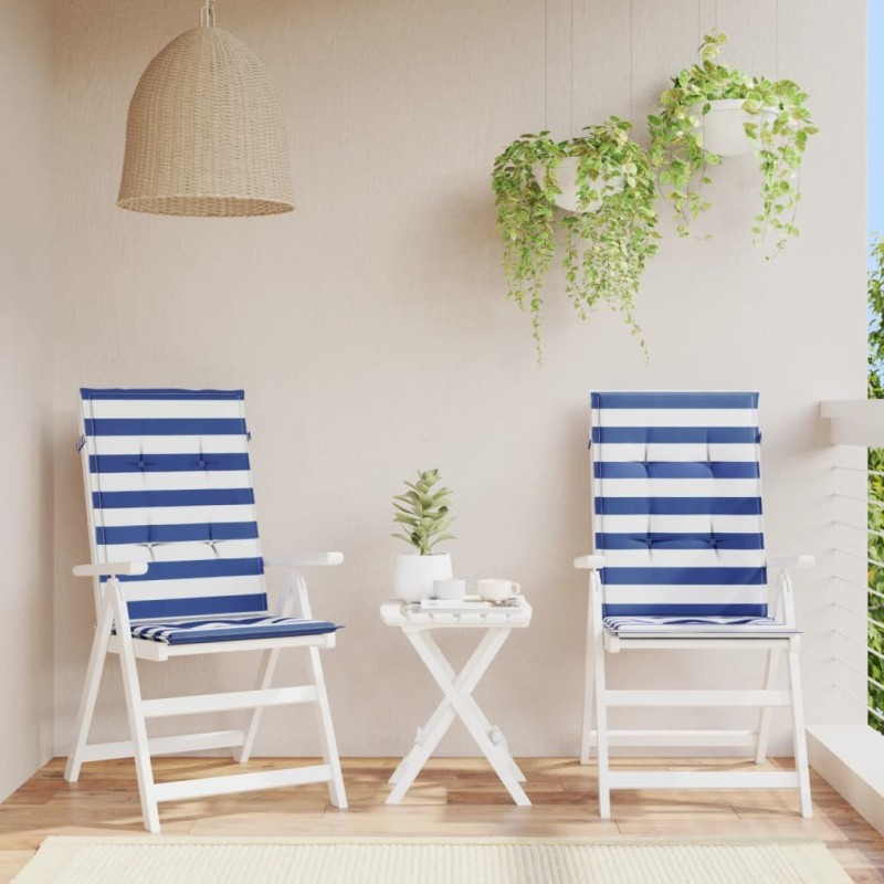 Coussins de chaise à dossier haut lot de 2 rayures bleu/blanc 557178557178
