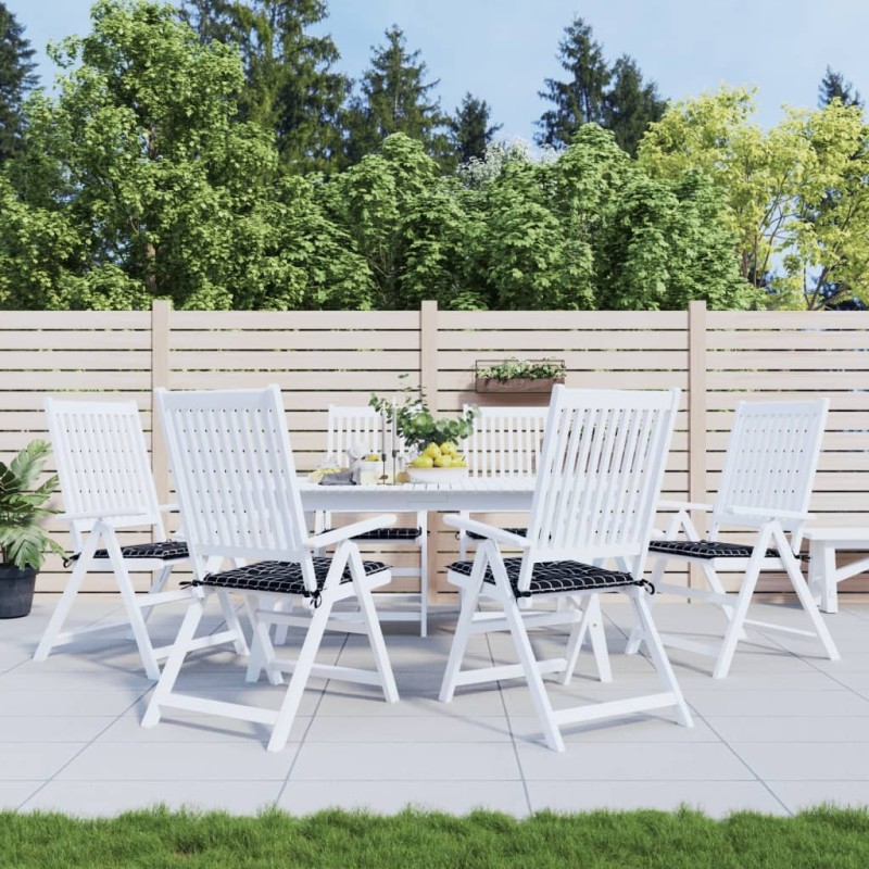 Coussins de chaise de jardin lot de 6 motif à carreaux noir 557183557183