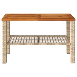 Table de jardin beige 70x38x42 cm résine tressée et bois acacia 557202557202