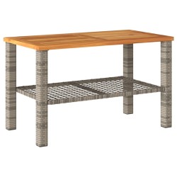 Table de jardin gris 70x38x42 cm résine tressée et bois acacia 557203557203