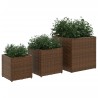 Jardinières d'extérieur 3 pcs marron résine tressée 557205557205