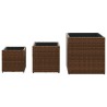 Jardinières d'extérieur 3 pcs marron résine tressée 557205557205