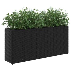 Jardinière avec 2 pots noir 90x20x40 cm résine tressée 557206557206