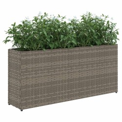Jardinière avec 2 pots gris 90x20x40 cm résine tressée 557208557208