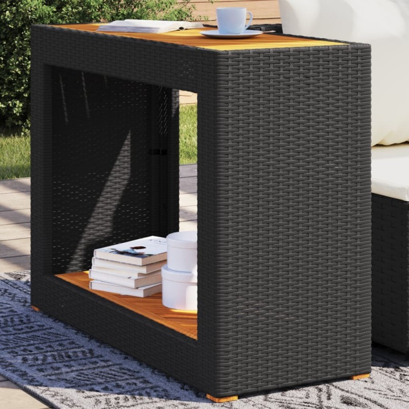 Table d'appoint de jardin dessus en bois noir 100x40x75 cm 557211557211