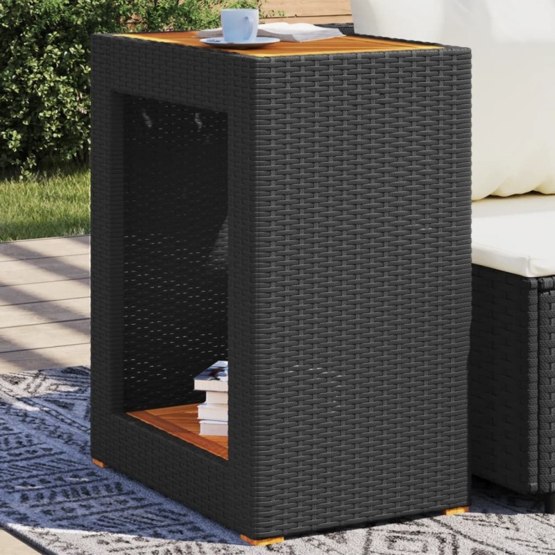Table d'appoint de jardin dessus en bois noir 60x40x75 cm 557212557212