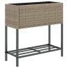 Jardinière avec étagère gris résine tressée 557215557215