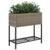 Jardinière avec étagère gris résine tressée 557215557215