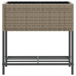 Jardinière avec étagère gris résine tressée 557215557215