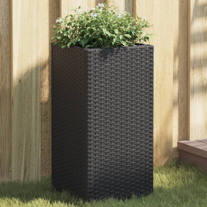 Jardinière noir 30x30x60 cm résine tressée 557216557216