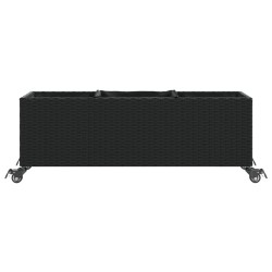 Jardinière avec roulettes et 3 pots noir 107x32x38 cm rotin 557223557223