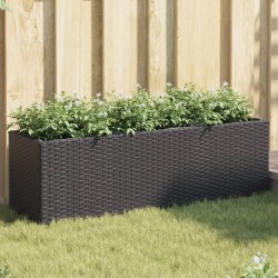 Jardinière avec 3 pots noir 105x30x32 cm résine tressée 557225557225
