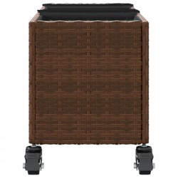 Jardinière avec roulettes et 3 pots marron 107x32x38 cm rotin 557226557226