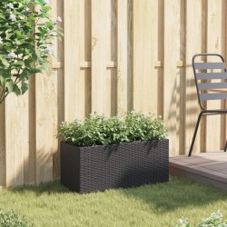 Jardinière avec 2 pots noir 72x30x32 cm résine tressée 557227557227