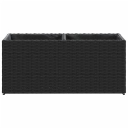 Jardinière avec 2 pots noir 72x30x32 cm résine tressée 557227557227