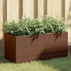 Jardinière avec 2 pots marron 72x30x32 cm résine tressée 557228557228