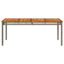 Table de jardin gris 180x90x75 cm résine tressée et bois acacia 557234557234