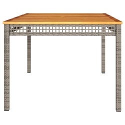 Table de jardin gris 180x90x75 cm résine tressée et bois acacia 557234557234