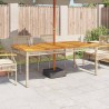 Table de jardin beige 180x90x75 cm résine tressée et acacia 557235557235
