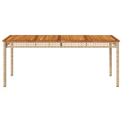 Table de jardin beige 180x90x75 cm résine tressée et acacia 557235557235
