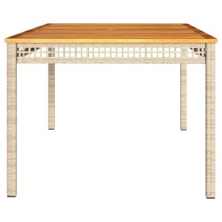 Table de jardin beige 180x90x75 cm résine tressée et acacia 557235557235