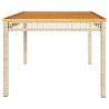 Table de jardin beige 180x90x75 cm résine tressée et acacia 557235557235