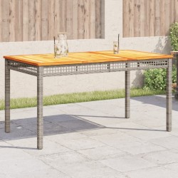 Table de jardin gris 140x80x75 cm résine tressée et bois acacia 557236557236