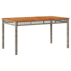 Table de jardin gris 140x80x75 cm résine tressée et bois acacia 557236557236