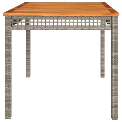 Table de jardin gris 140x80x75 cm résine tressée et bois acacia 557236557236