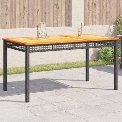 Table de jardin noir 140x80x75 cm résine tressée et bois acacia 557241557241