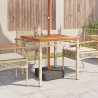 Table de jardin beige 80x80x75 cm résine tressée et bois acacia 557242557242