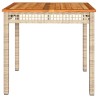 Table de jardin beige 80x80x75 cm résine tressée et bois acacia 557242557242