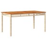 Table de jardin beige 140x80x75 cm résine tressée et acacia 557245557245