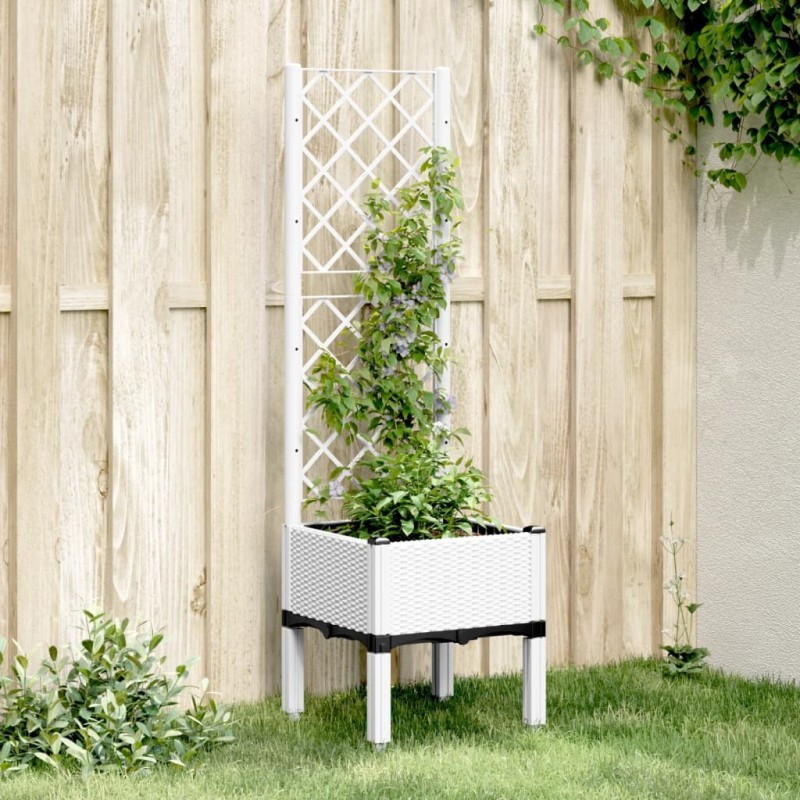 Jardinière avec treillis blanc 40x40x142 cm PP 557260557260