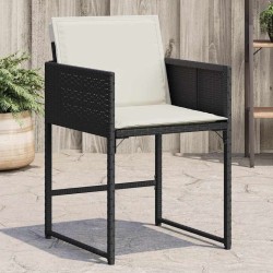 Chaises de jardin lot de 4 avec coussins noir résine tressée 557262557262