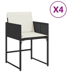 Chaises de jardin lot de 4 avec coussins noir résine tressée 557262557262