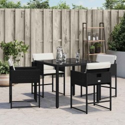 Chaises de jardin lot de 4 avec coussins noir résine tressée 557262557262