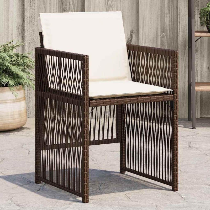Chaises de jardin avec coussins lot de 4 marron résine tressée 557263557263
