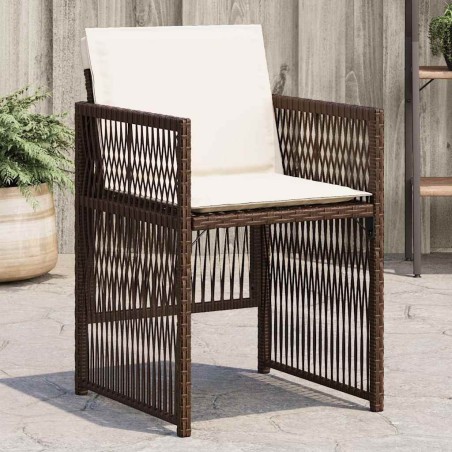 Chaises de jardin avec coussins lot de 4 marron résine tressée 557263557263